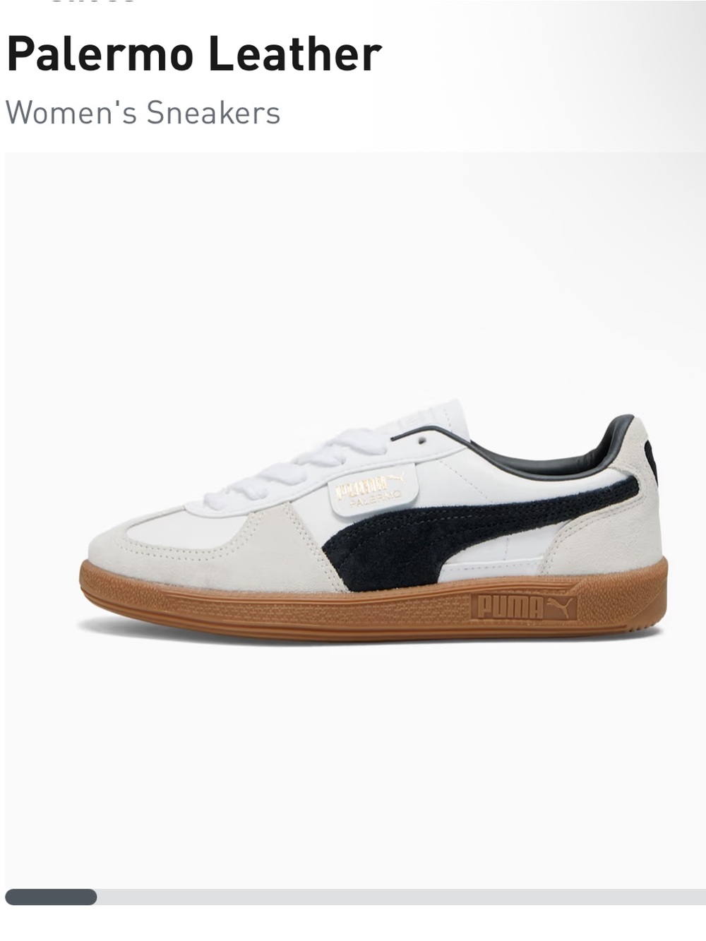 Puma Palermo Leather Sneakers in White, Black & Gum